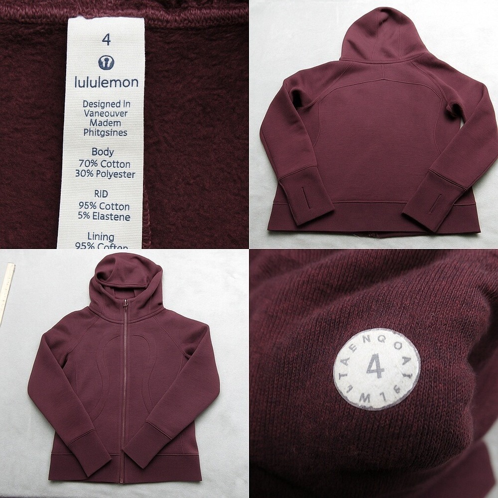 Lululemon Scuba Hoodie Women 4 Purple Thumb Holes Pockets Heavyweight Full Zip